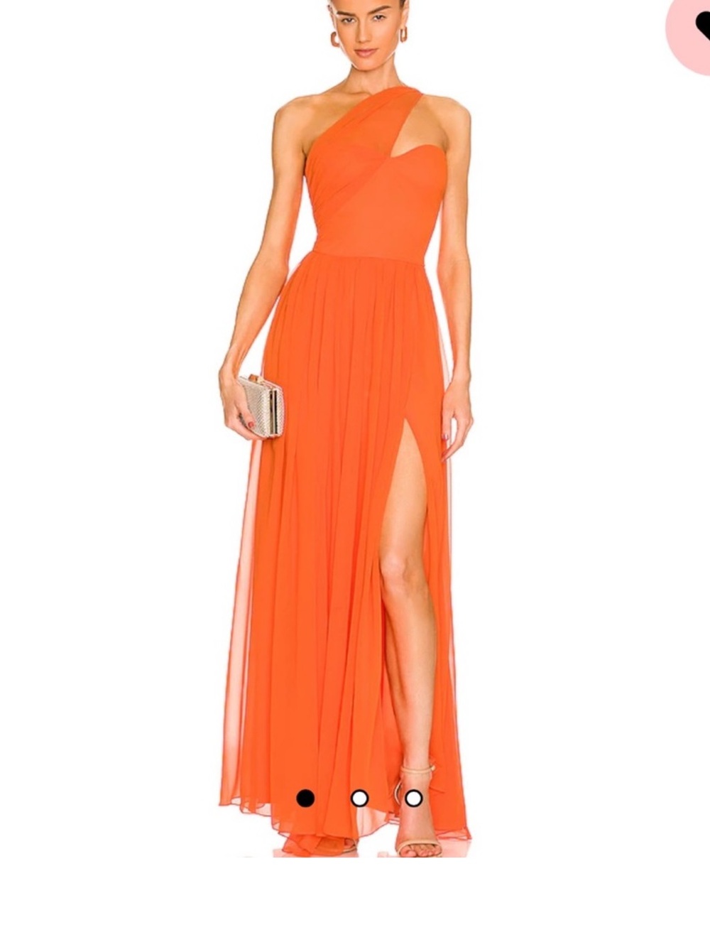 Yaura One-Shoulder Orange Maxi Dress with High Slit